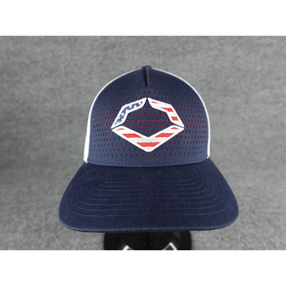 EVOShield Baseball Cap Navy White Mesh Flag Logo Flex Fit L X‎